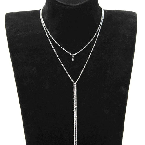 2024 Simple Gold Silver Color Chain Choker Necklace Long Beads Tassel Chocker Necklaces For Women Collar Collier Ras Du Cou