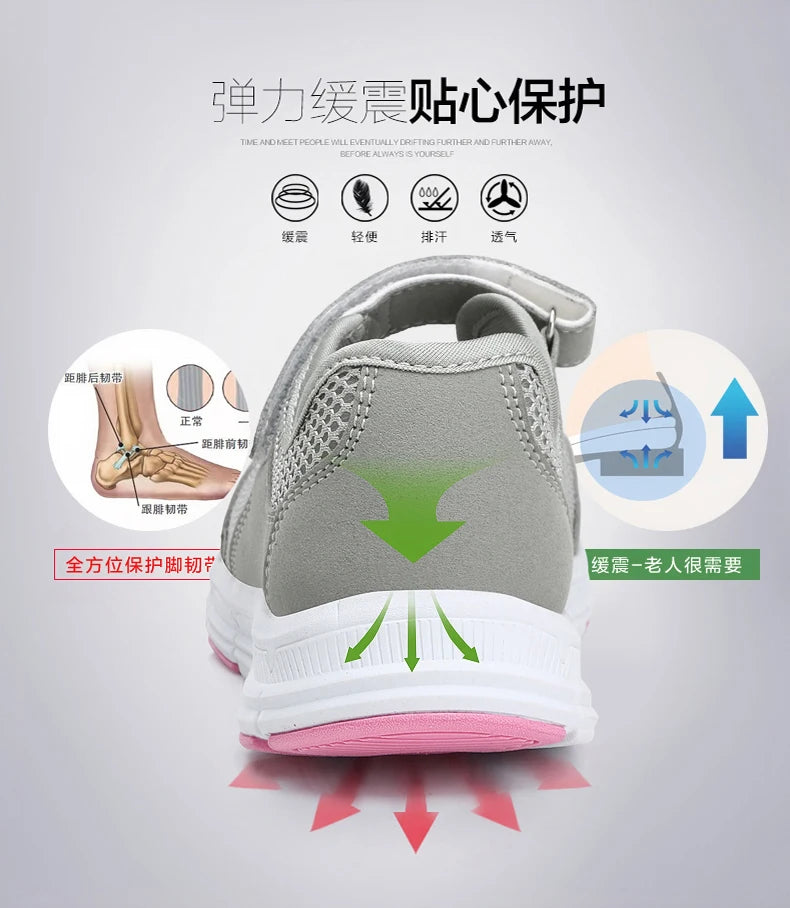 Women's Breathable Walking Shoes Ladies Fashion Mary Jane Sneakers Adjustable Working Nurse Shoes Lightweight Flats Roll