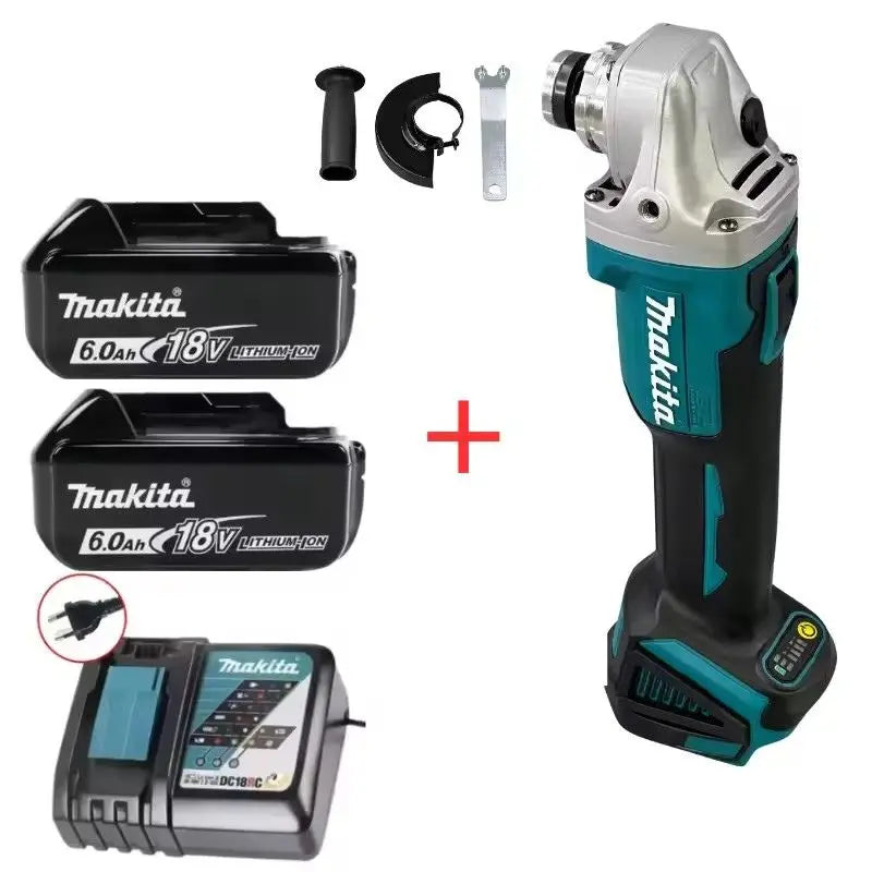 Meuleuse d'angle électrique sans fil Makita DGA404 18V sans balai 125 mm, pour le ponçage, le polissage et la coupe du bois et du métal.