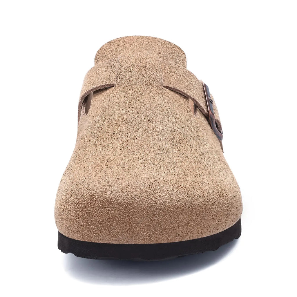 Asgard Women's Genuine Leather Clogs Soft Cork Footbed Cow Suede Mules With Adjustable Strap Fashion Comfort Slip on Slippers