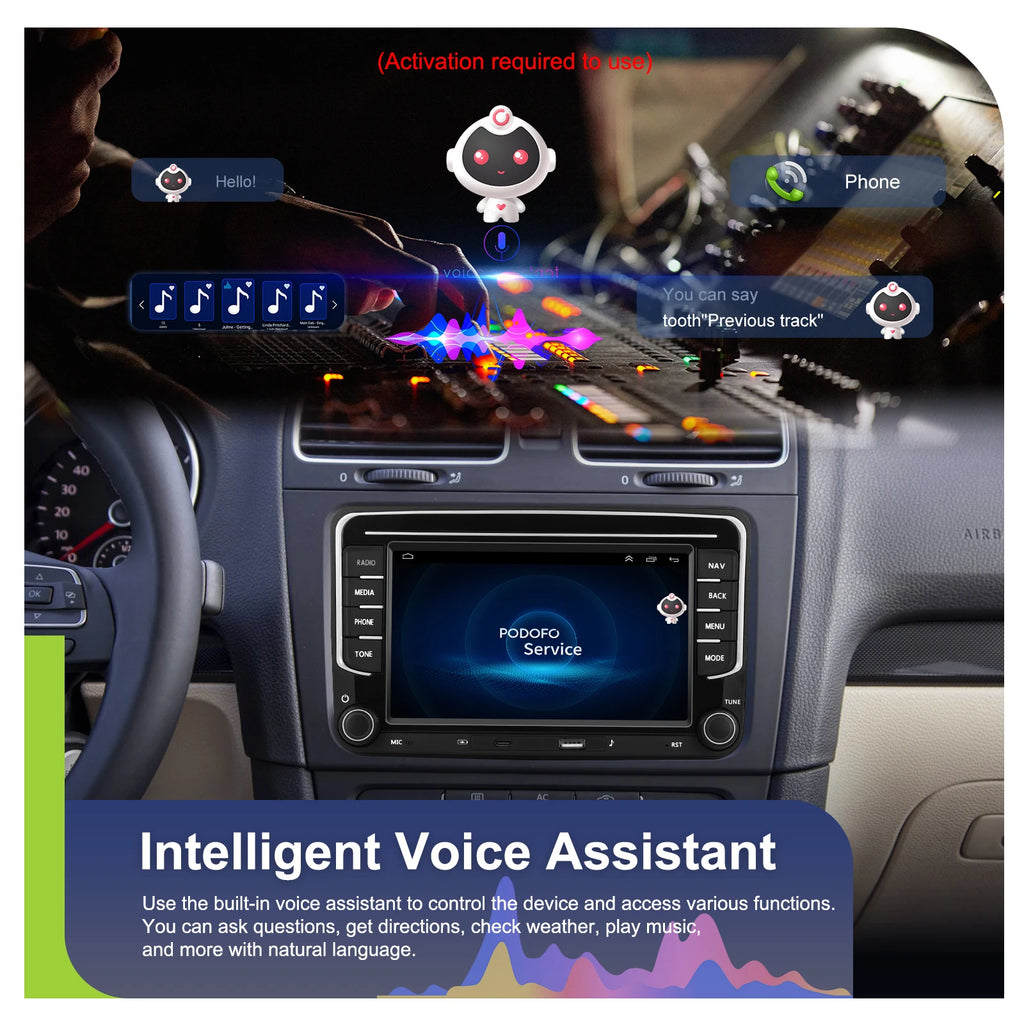 Podofo 7 "9" CarPlay Android Car Radio For Volkswagen VW Golf Passat JETTA Skoda SEAT Car Intelligent System 2din GPS Car Radio