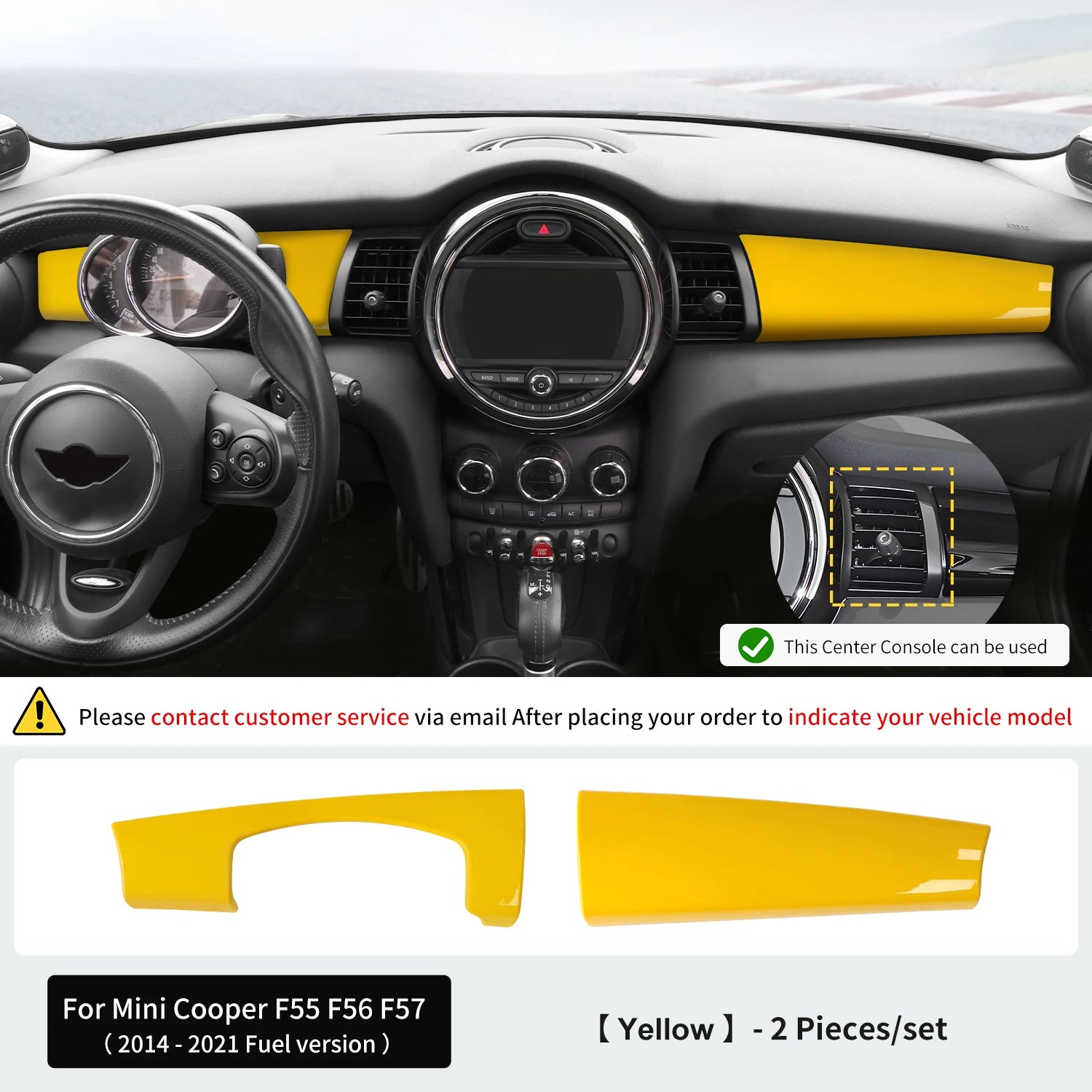 Car Dashboard Decorative Shell ABS Leather For Mini Cooper F55 F56 F57 2014-2021 Center Console Decorative Shell Car Accessories