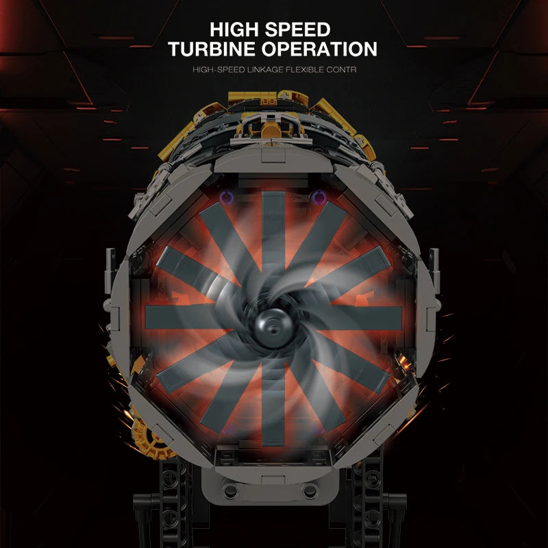 1812PCS Turbofan Engine Building Blocks Vertical Takeoff Landing Fighter Engine Model Desktop Ornament Kids Toys Holiday Gifts
