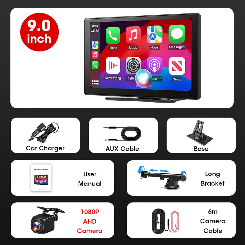 Jansite Universal Car Multimedia Video Player Bluetooth Wireless Carplay Android Auto Screen Stereo Radio for YouTube Netflix