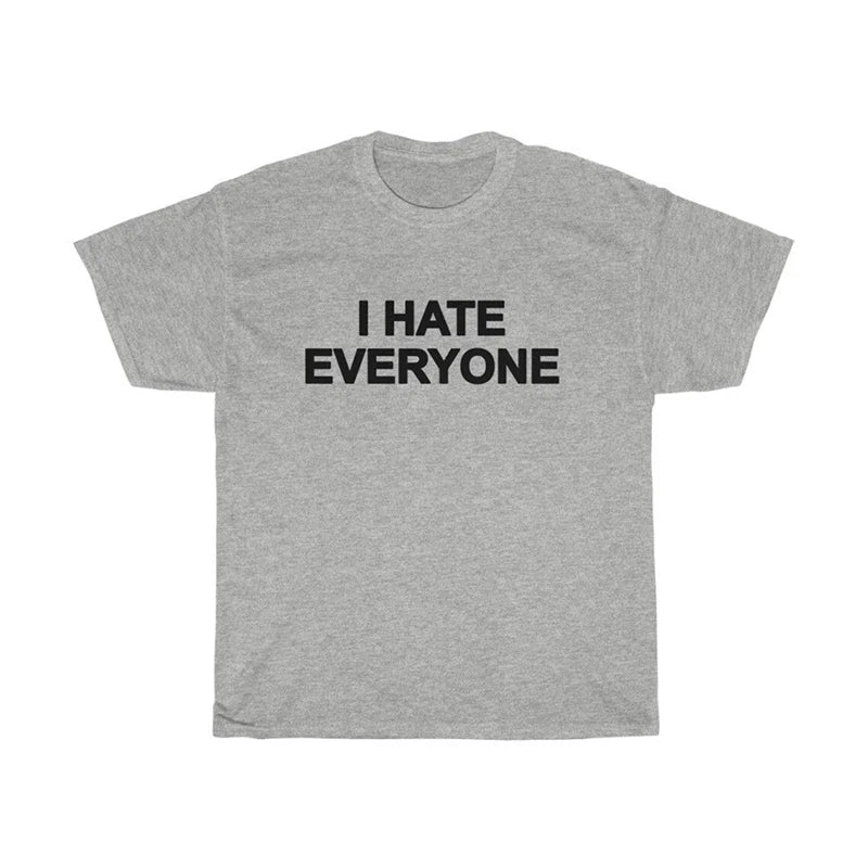 I Hate Everyone Letters Retro Harajuku Vintage Oversized T Shirt Street Summer Short Sleeve Casual Female T-shirts Y2k Clothes