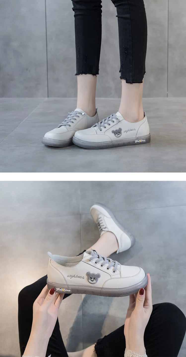 GKTINOO Women Sneakers Big Size 2026 Spring New Genuine Leather Loafers Women Casual Lace-up Women's Nurse Shoes