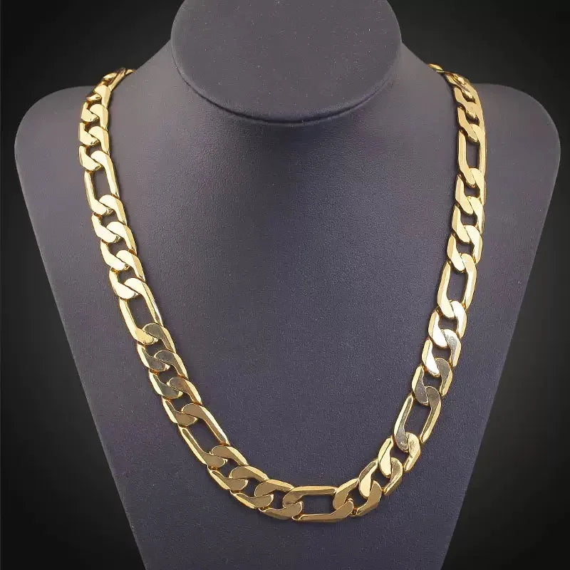 Luxurious 9999 24K genuine gold men's flat chain Boss necklace, simple and elegant, men's exclusive gold jewelry gold necklace