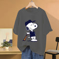 Snoopy Baseball Cartoon Anime Women T-shirt Summer Short Sleeve 100% Cotton Men Tee Shirts Tops 2025 New Fashion Couple Clothes