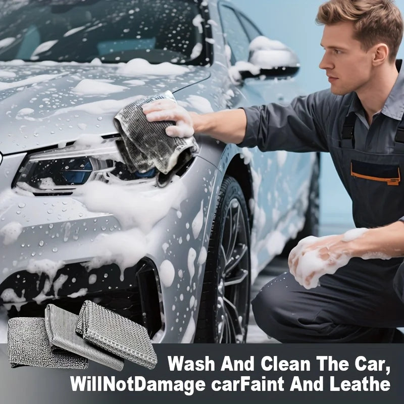 SEAMETAL 11pcs Microfiber Car Cleaning Kit Upgrade Car Wheel Tire Brush Sponge Towel Detailing Mitts Clean Pads with Storage Bag