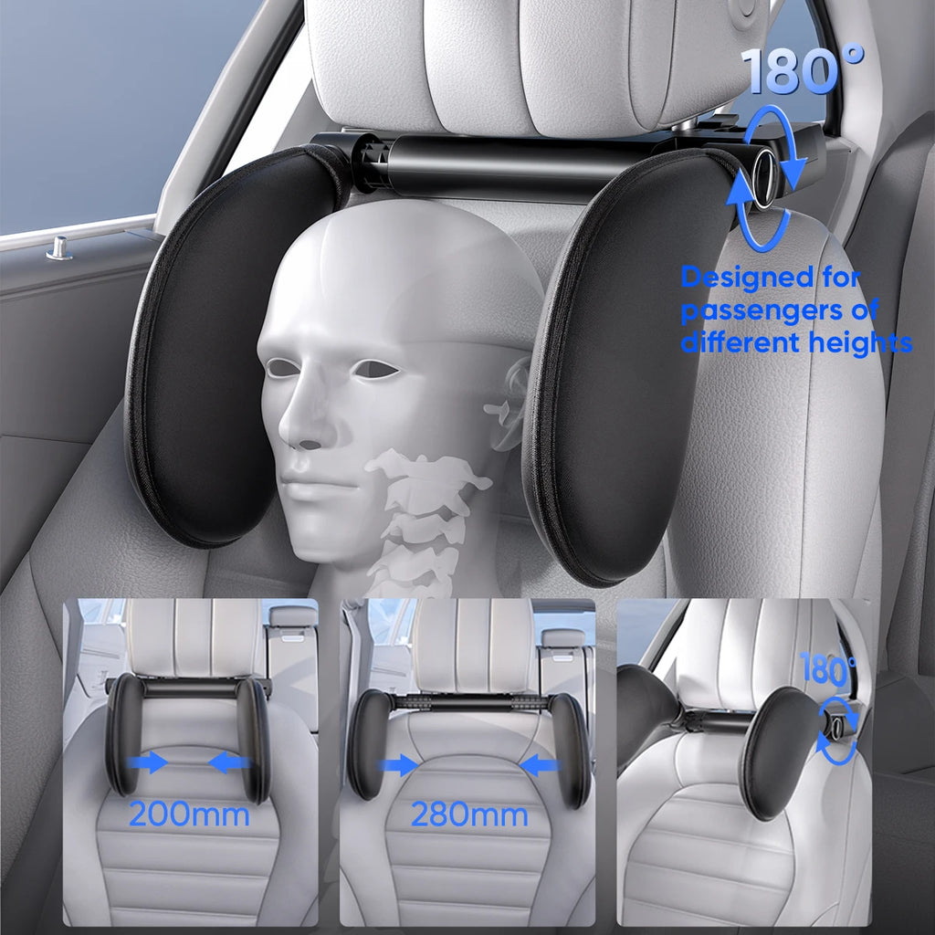Car Headrest Pillow,Thickened Memory Foam Road Pal Headrest,Neck Support Pillow,180° Adjustable Car Headrest,Travel Car Sleeping