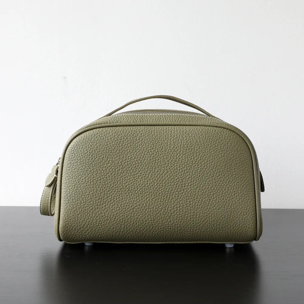 Top layer cowhide makeup bag 2025 new design genuine leather women's portable travel toiletries vintage ins fashion storage bag
