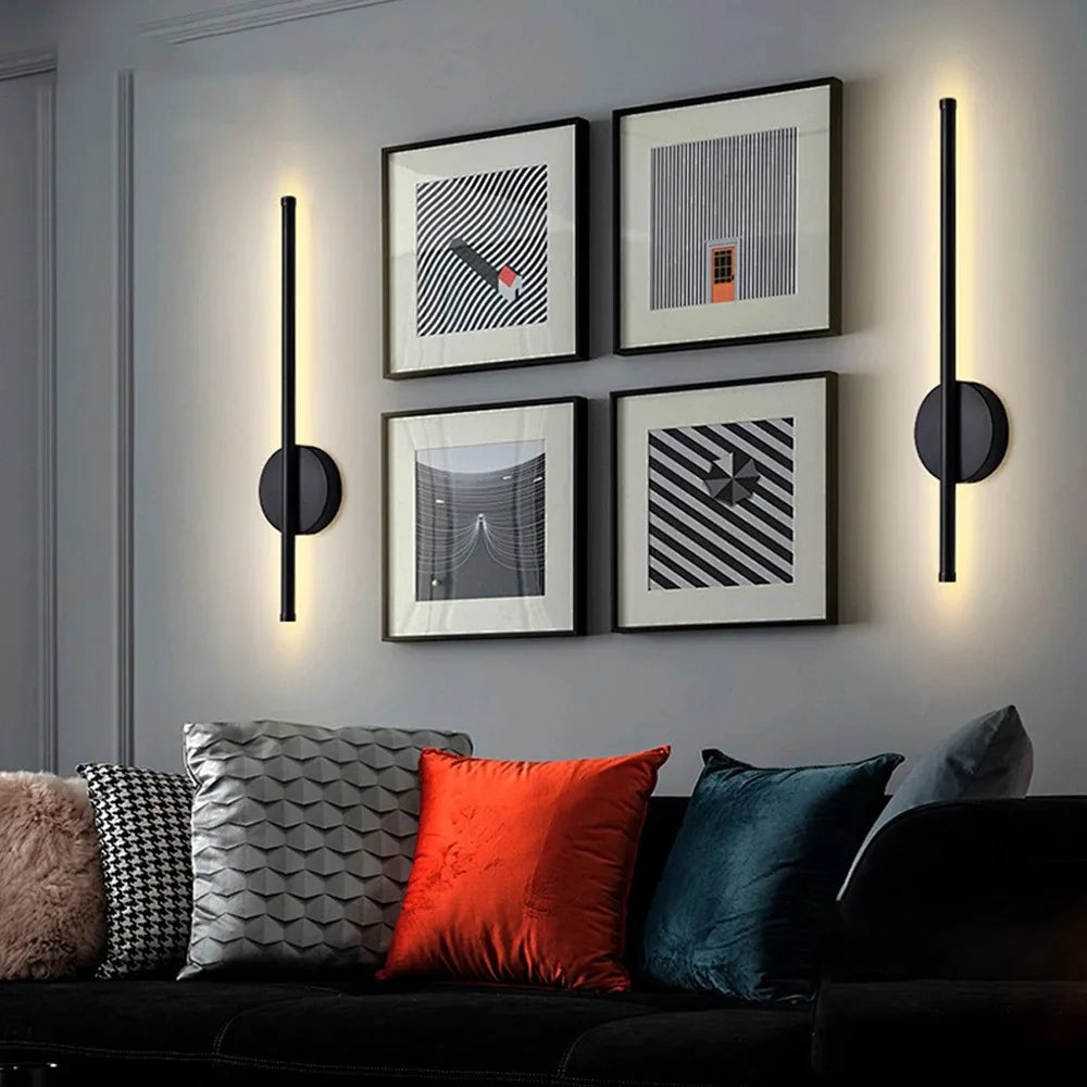 Modern LED Wall Charging Lamp Wireless Installation Remote Control Stepless Dimming  Gold Black Finish 50/80CM Decorative Lighti