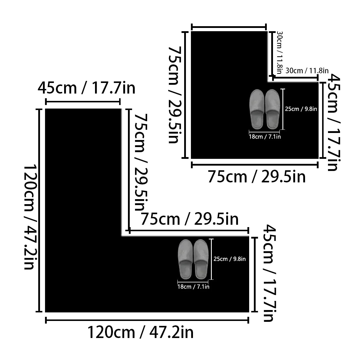 Simple L-shaped shower room door absorbent mat 3.5mm thick diatom mud bathroom non-slip mat dirt-resistant toilet mat