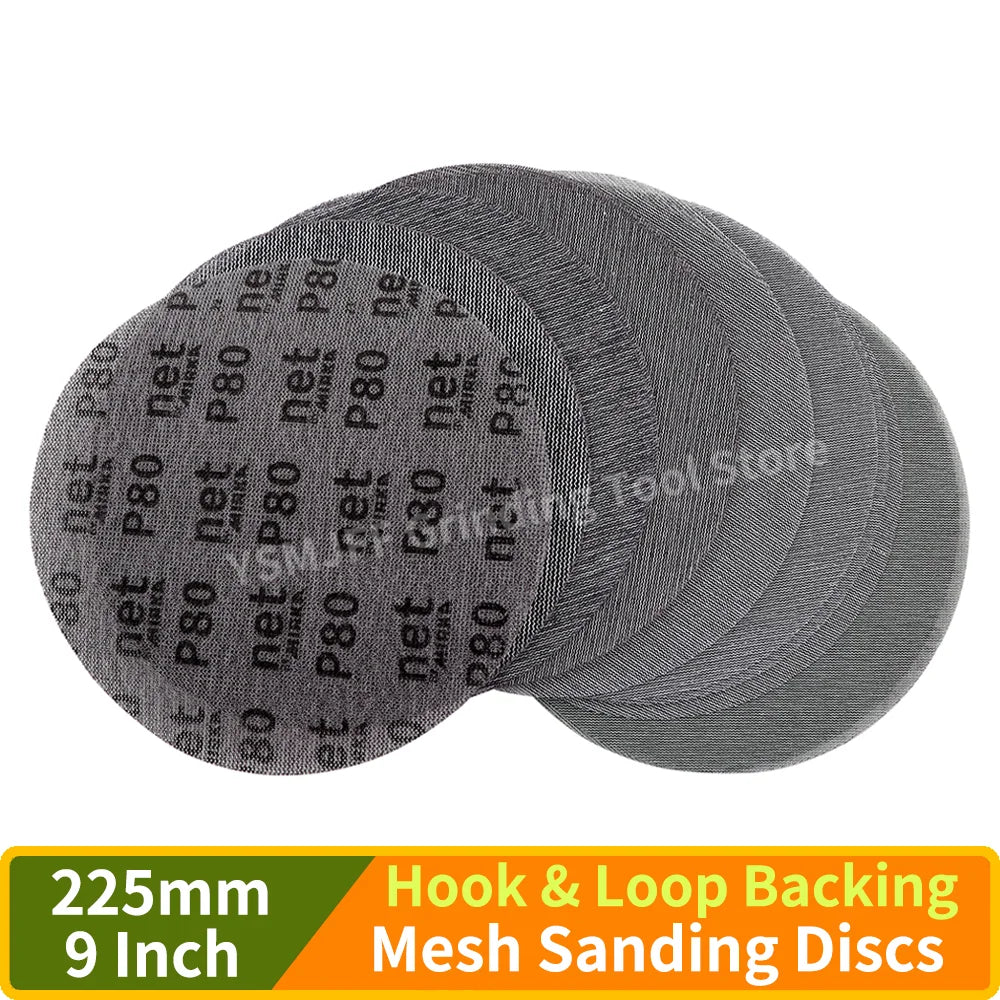 9 Inch Mesh Sanding Discs Dust Free Anti-blocking,225mm Mesh Grip Discs P80-P400 Grits for Polishing Car Putty Finishing Sanding