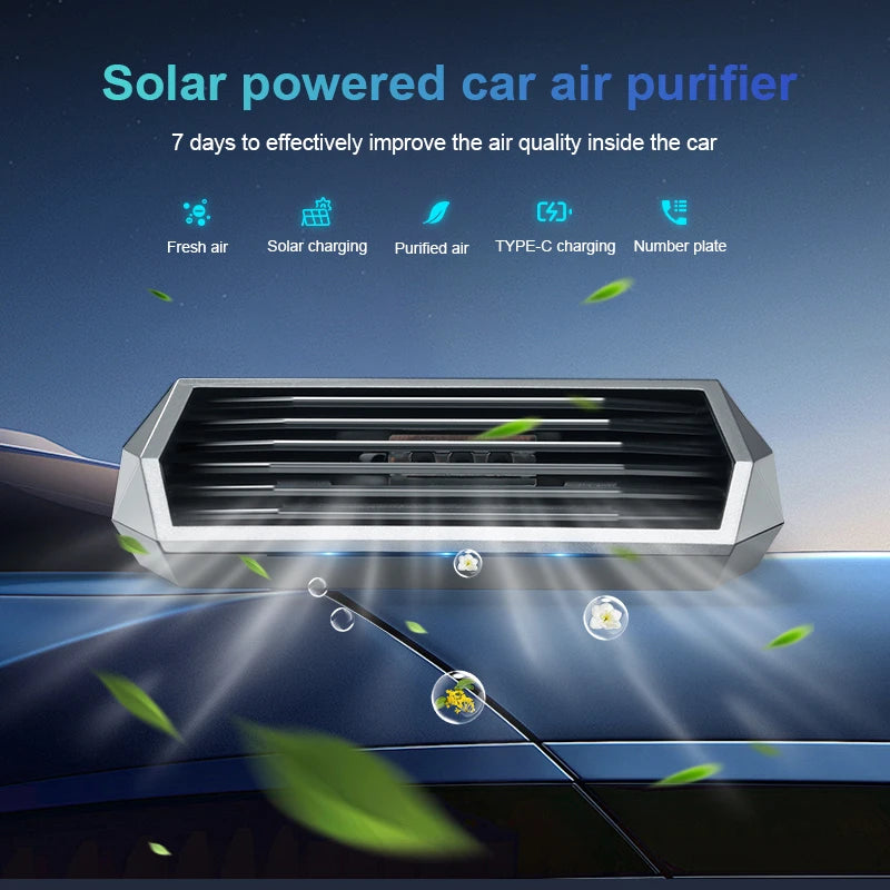 1pc, Solar purifier, automatic operation, air purifier with vibration sensor, can significantly improve the air inside the car i
