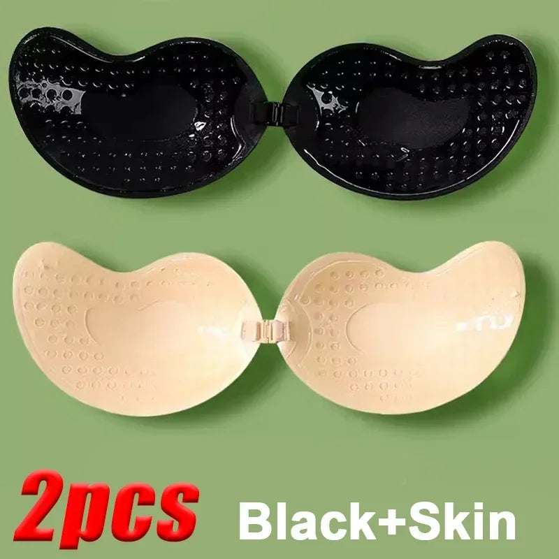 Soutien-gorge adhésif invisible sans bretelles Push Up sans bretelles Lingerie femme Couvre-tétons en silicone sans couture Bralette Sous-vêtements