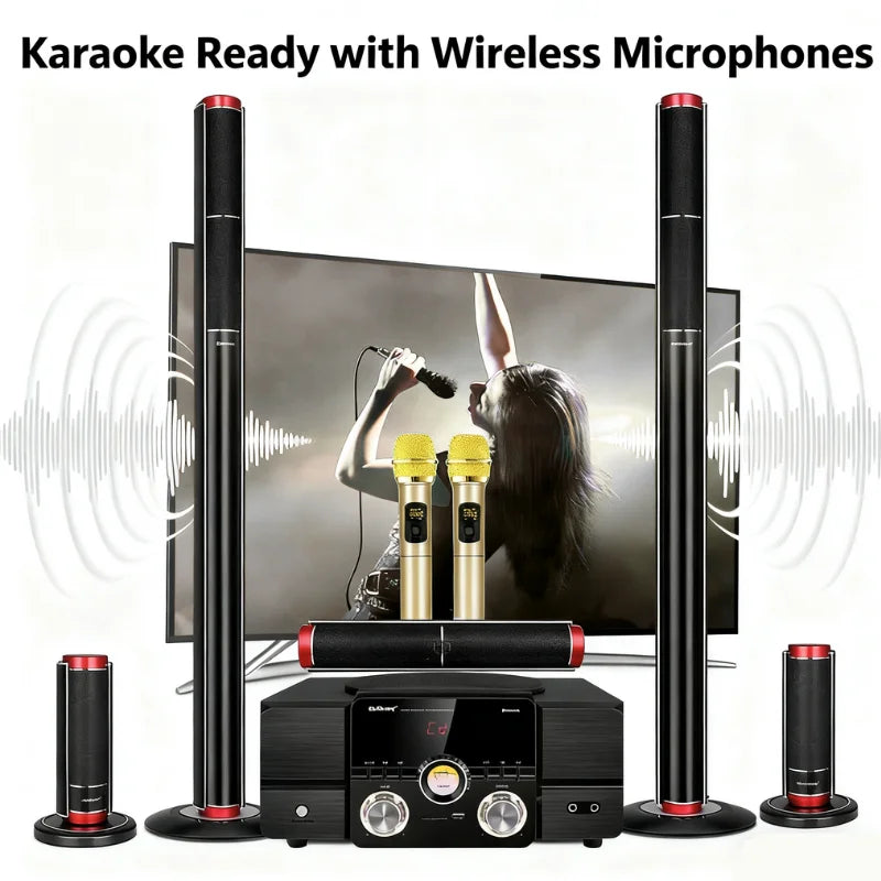 5.1 Home Theater Set 200W Peak Sound Box 8Ω HiFi Bluetooth Speaker 3-Way 3 Inch Active Audio Coaxial Optical USB For Home KTV