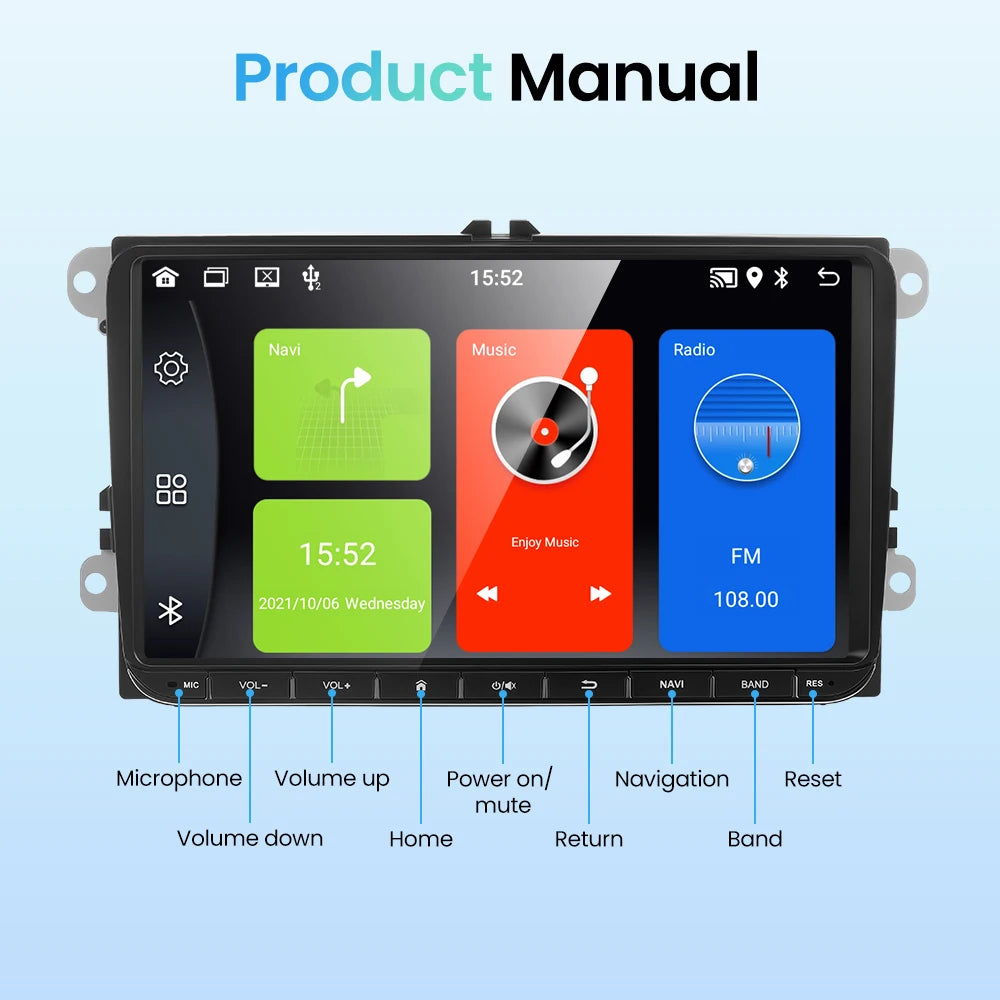 GEARELEC 9 "Car Radio For VW Golf Passat B6 B7 Skodas sat Octavia Polo Tiguan 2 Din wireless Android 13 CarPlay Android RDS Auto DSP BT 4G GPS Car Multimedia Player For Volkswagen