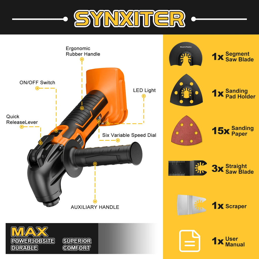 Nananuu Oscillating Multi Tool For Dewalt 20V Battery Electric Saw Trimmer Oscillating For Cutting Scraping Sanding Power Tool