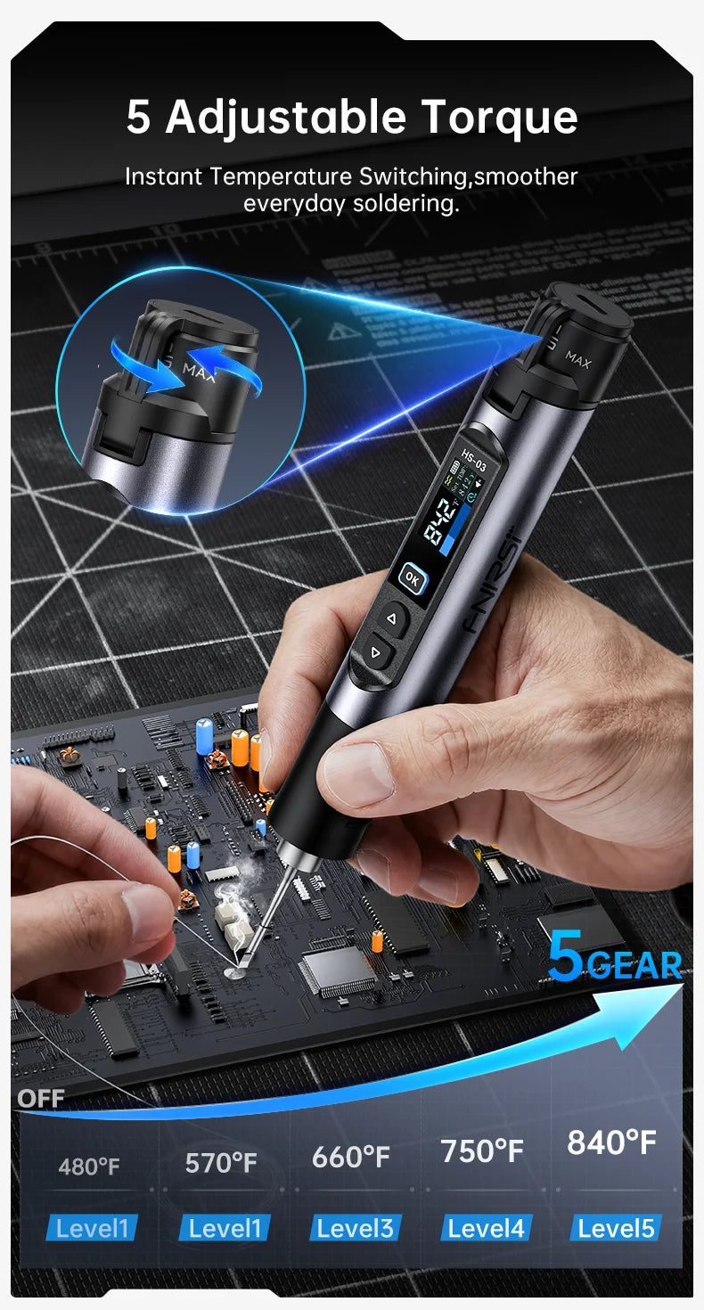FNIRSI HS-03 Portable Heating Tool 2600mAh Replaceable Battery USB C Fast Heating 3 Level Temperature Adjustable Device