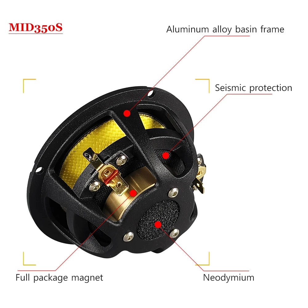 3.5 inches bullet guided mid-range speakers, car center speakers, luxury car two-way three-way 3-inch mid-range speakers