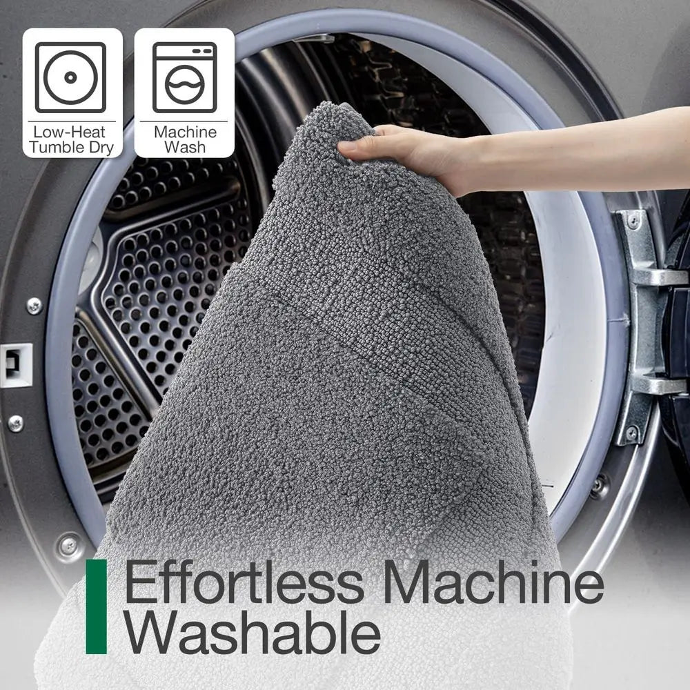 Non-Slip Rubber Backed Bath Rug, Absorbent Washable Mat, Quick Dry Plush Carpet for Bathtub and Shower, Grey, 16x24
