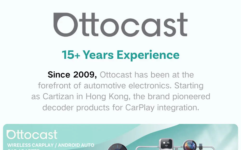 Ottocast Play2Video Ultra Mini Dot WiFi6 AI Box Carplay Adapter Android Auto Media Player YouTube Netflix Install Apps for Audi