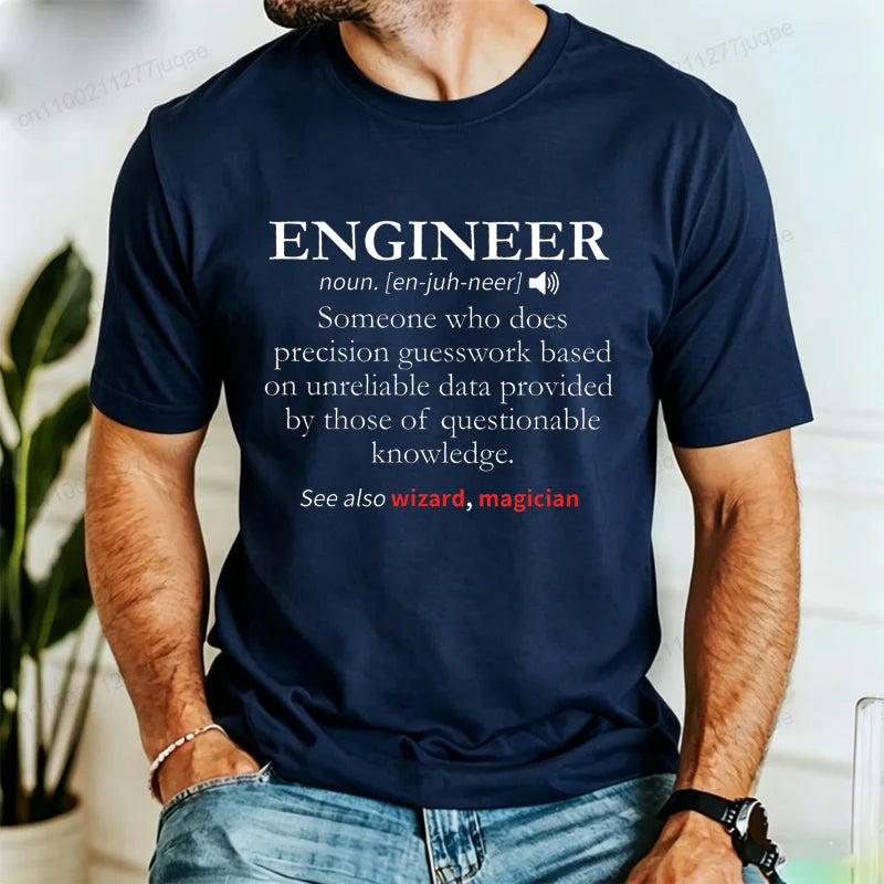 Summer Men's Retro T-Shirts Engineer Definition Shirt Tops Casual Fashion T-shirt Mechanical Engineering Gift TShirt Street Wear