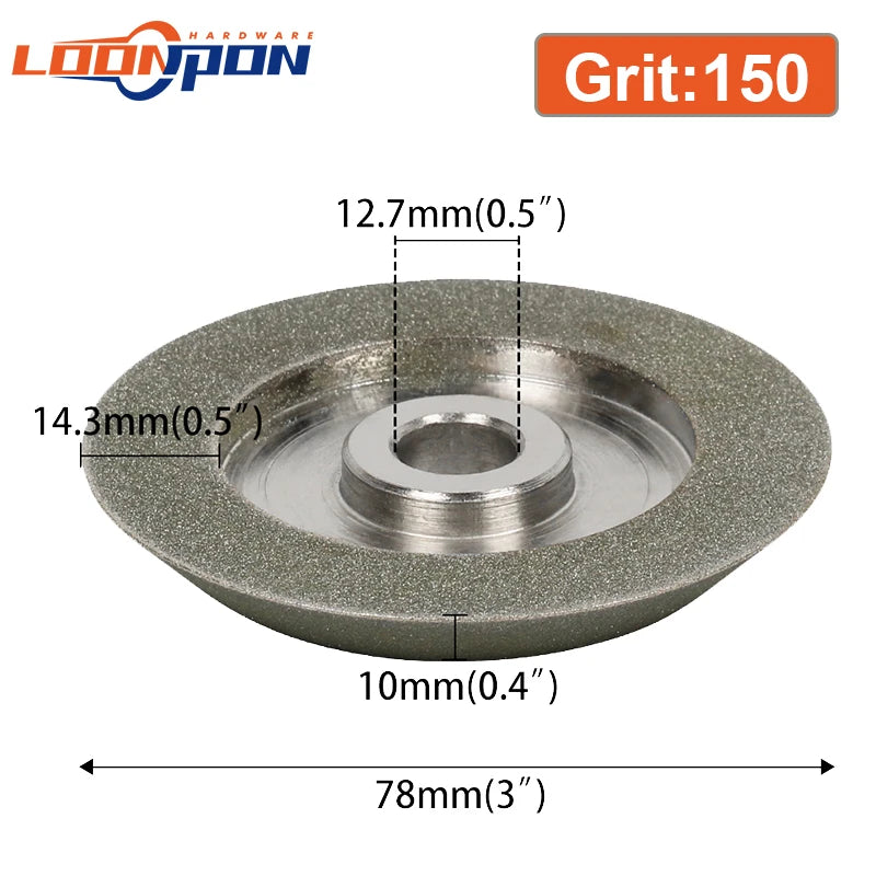 Loonpon Diamond Grinding Wheel Disc 78mm 3inch Diamond Wheel for Sharpening Tungsten Steel Milling Cutter Tool Grinder