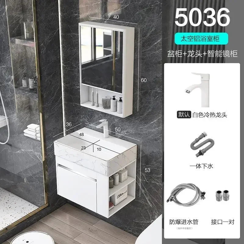 Compact Mini Bathroom Cabinet Minimalist Storage Ceramic Integrated Bathroom Vanity Cabinet Modern Archivadores Trendy Furniture
