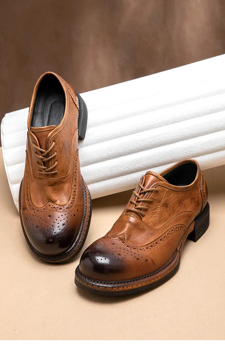 Soft Leather Mens Wedding Brogues Shoes Luxury Genuine Leather Spring Designer Handmade Quality Autumn Formal Social Shoes Man