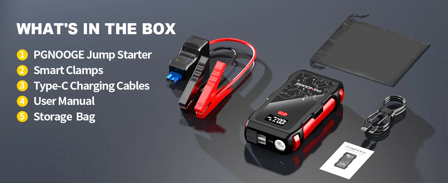 26800mAh 6000A Car Jump Starter, Car Battery Booster for All Gas and Up to 10L Diesel Engines, 12V Auto Emergency Jumper Starter