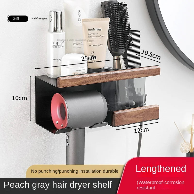 Porte-serviettes en noyer sans poinçon, étagère de salle de bain, support mural de rangement pour toilettes, accessoires de salle de bain