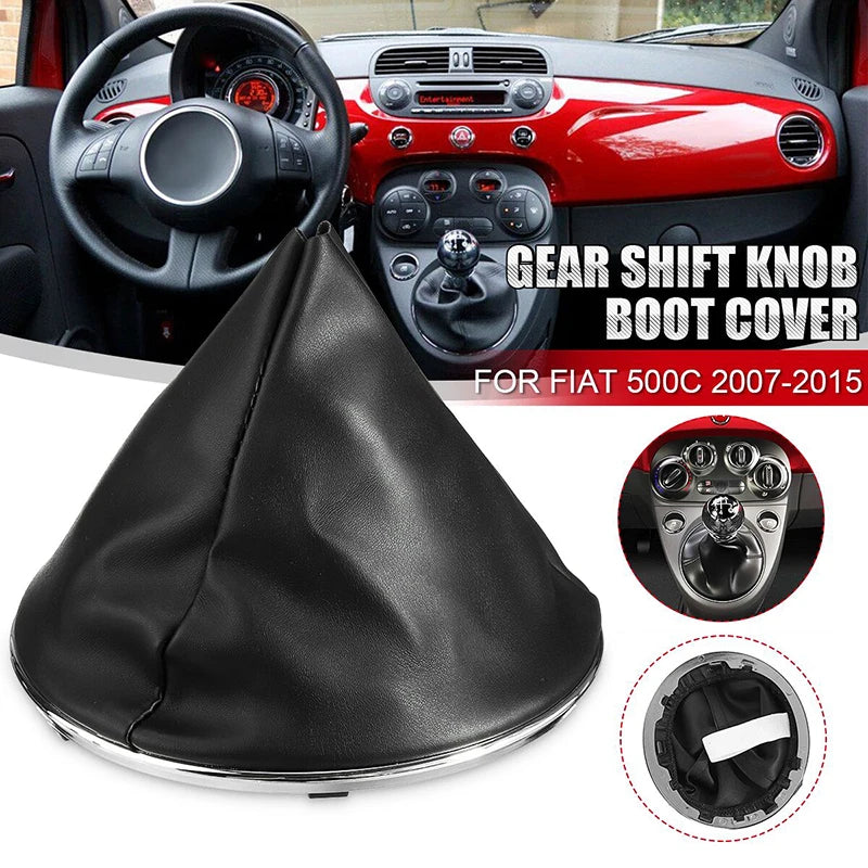 PU Leather Gear Shift Boot Cover For FIAT 500 500C 2007-2013 For PANDA 2003-2012