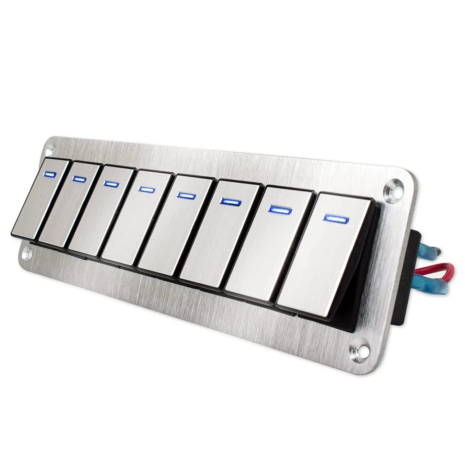 Durable metal 2-8Gang rocker switch panel with LED light, waterproof and overload protection for car card, vehicle and vessel