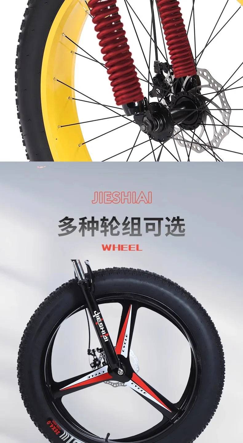 26" 24" Adult Mountain Bike, Large Tire Variable Speed Bicycle, Dual Disc Brake Shock Absorption MTB with Butterfly Handlebar