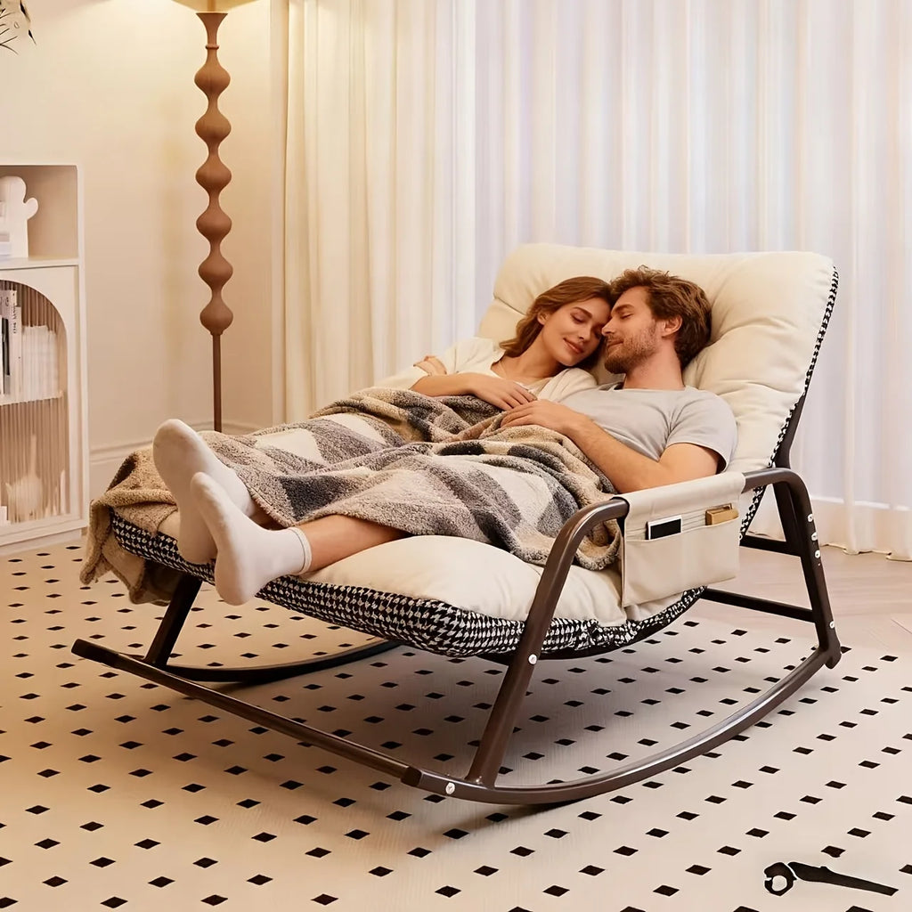 Fauteuil à Bascule Moderne pour Chambre, Canapé Double Inclinable d'Intérieur avec Coussin, Fauteuil Inclinable de Salon/Chambre avec Accoudoirs