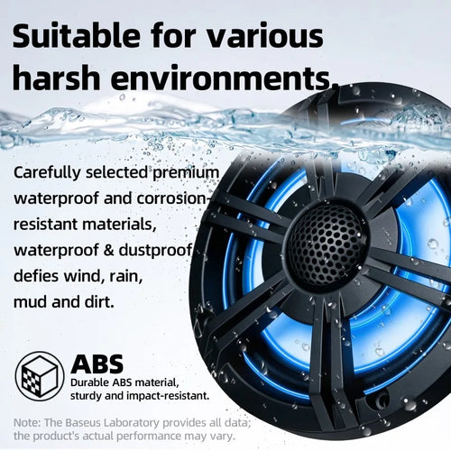 1 haut-parleur marin de 6,5 pouces 800W, haut-parleur coaxial lumineux HIFI coloré étanche IP-66 pour camping-car, yacht, bateau de pêche