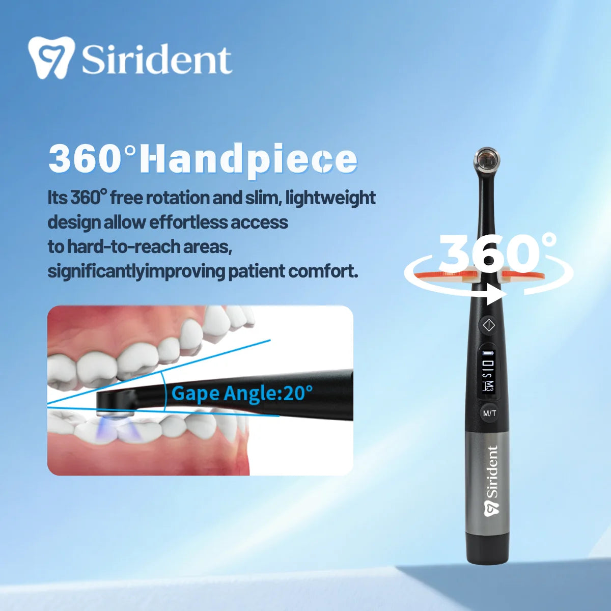 Dental 1 Second Curing Light 7 Differernt Mode With Caries Detection 3100mW/cm² 360 Degree Head Dental Equipment Lamp