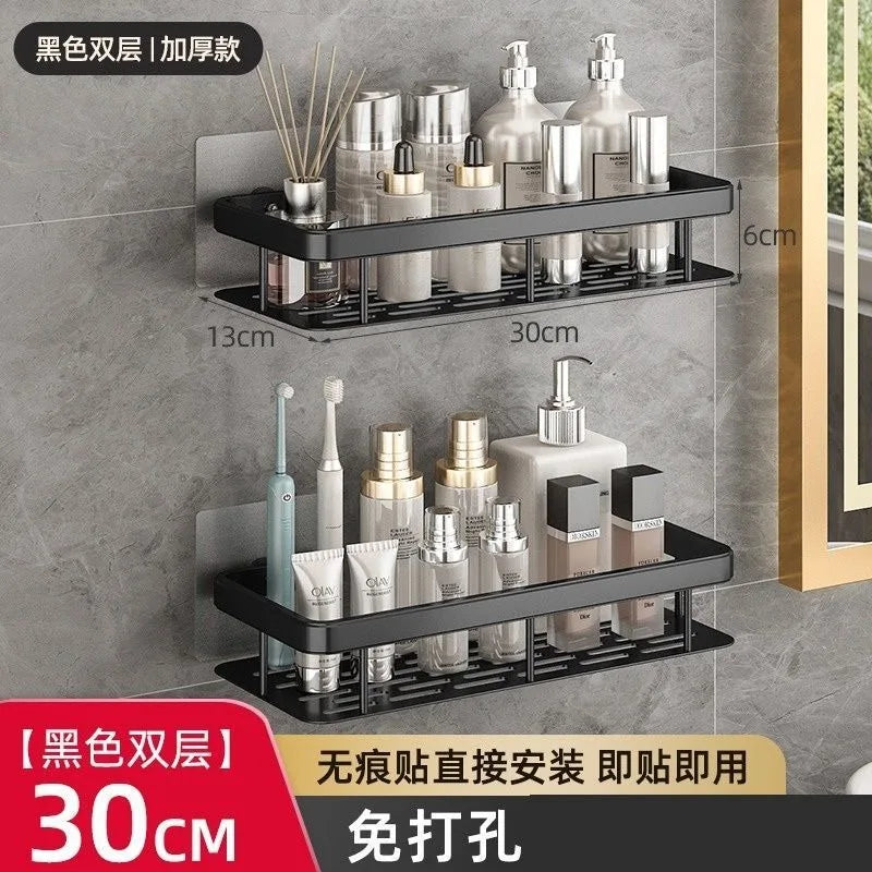 Storage Organizer Shower Shelf Bathroom Shelf Aluminum Alloy Shampoo Rack Makeup Bathroom Accessories No Drill Wall Corner Shelf