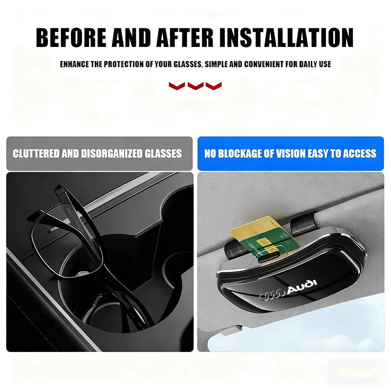 Audi Car Visor Glasses Box Auto Sunglasses Storage Case sticker For Audi Sline A3 A4 A5 A6 A7 A8 Q2 Q3 Q4 Q5 Q6 Q7 Q8 B6 C6