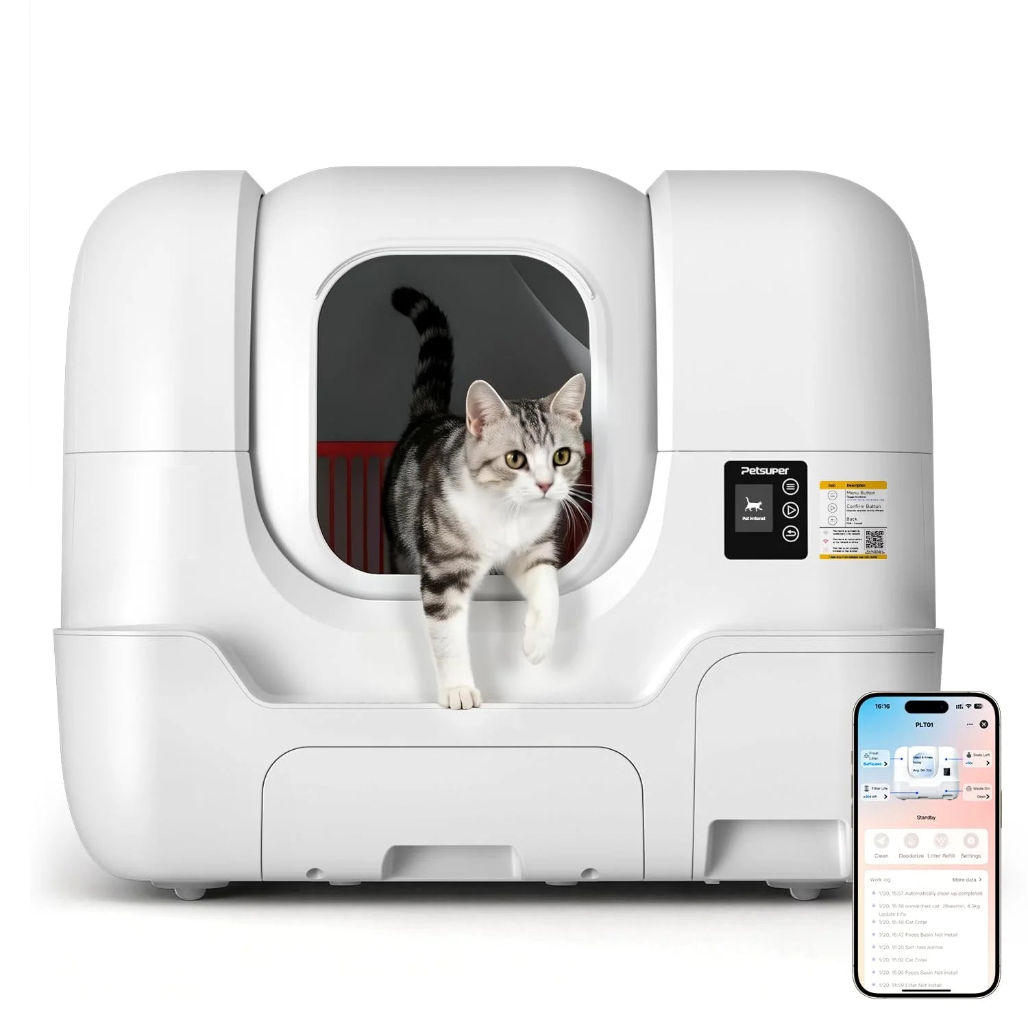 Smart clean cat litter box with automatic feeding, packaging, sealing and automatic bag changing functions