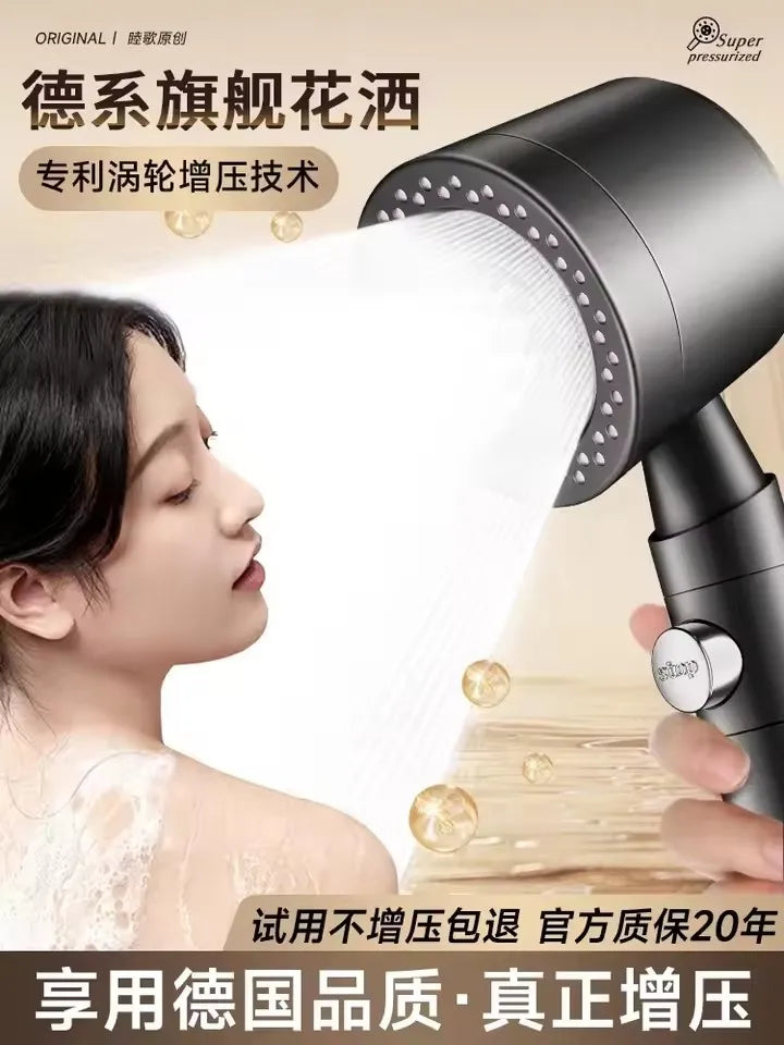 Nouvelle pomme de douche pressurisée 5 modes avec filtre, bouton d'arrêt, buses de pulvérisation économes en eau, grande pression, accessoires de salle de bain