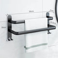 30-50CM Wall Mounted Towel Hanger Towel Rack Bathroom Accessories Aluminum Towel Bar Rail Matte Black Shower Towel Holder Hook