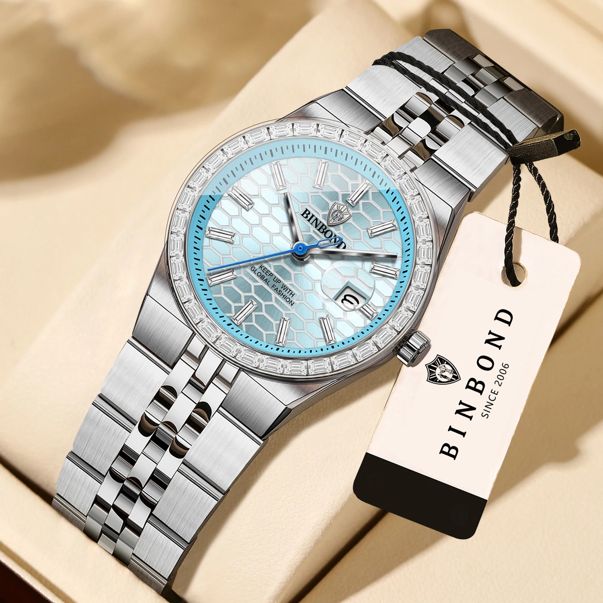 BINBOND Ladies Casual Accurate Quartz Wristwatches For Women Luxury Waterproof Sturdy Auto Date Women's Watches Fashion Reloj