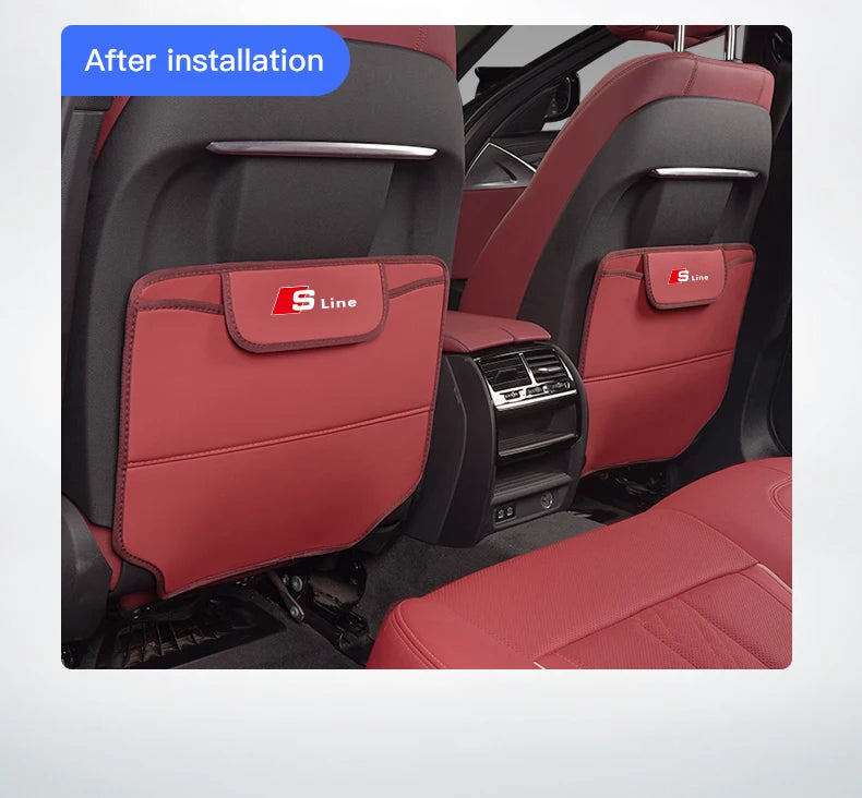 Leather Car Seat Protector Kids Anti-kick Pad Storage Bag For Audi Sline A3 A4 A5 A6 A7 A1 A2 A8 Q1 Q2 Q3 Q4 Q5 Q6 Q7 Q8 TT RS3