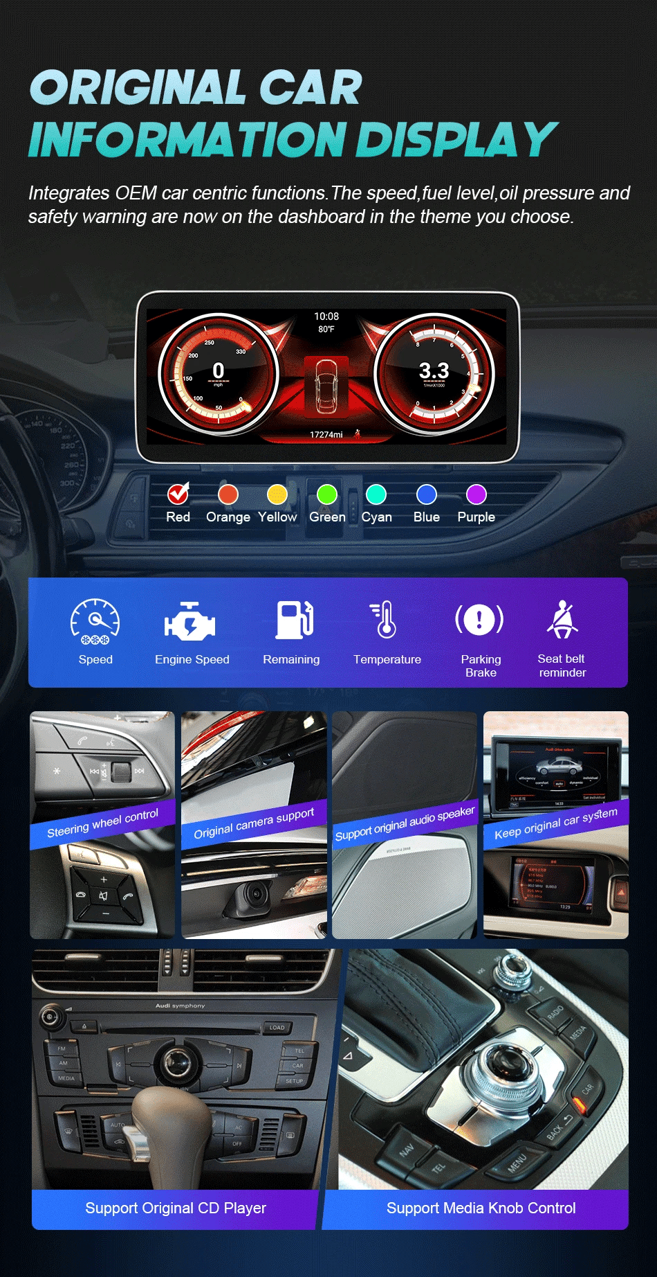 12.3 Android 14 Wireless Carplay For Audi A4 A5 Q5 B9 2017 2016-2023 IPS Touch Screen WIFI Multimedia Stereo GPS Navi Receiver