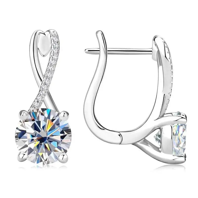 Taoyu D2.0CT Moissanite Drop Hie Earrings Real Silver Women Gold Plated Hoops Infinite Earring Certified Wedding Jewelry