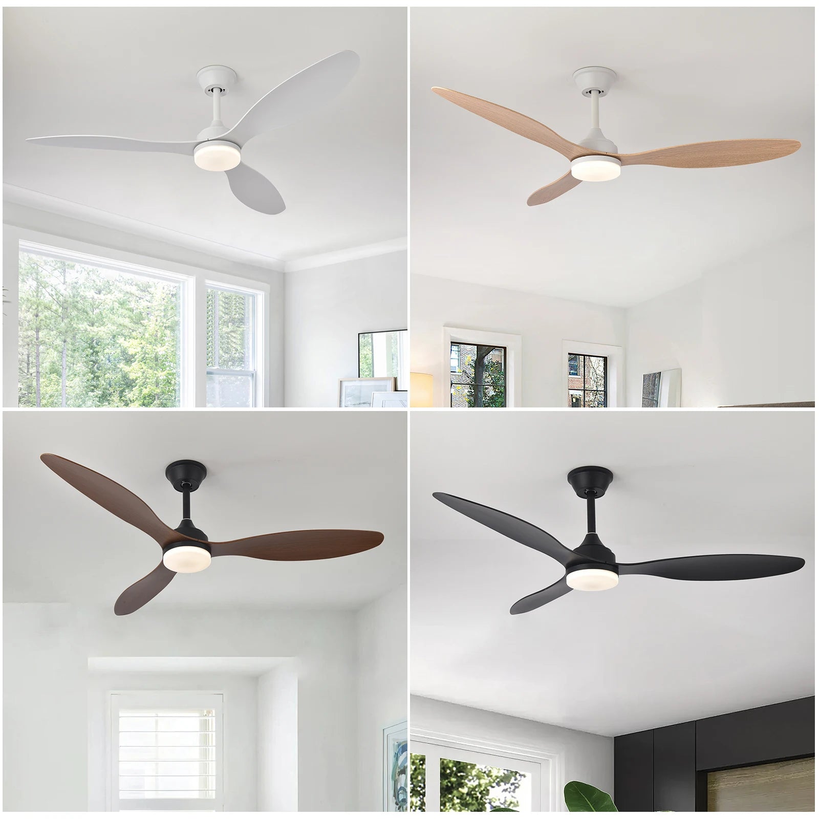 Ventilateur de plafond avec lumière, Ventilateur de plafond discret de 25 pouces/42 pouces/52 pouces avec télécommande, Pour intérieur et extérieur couvert