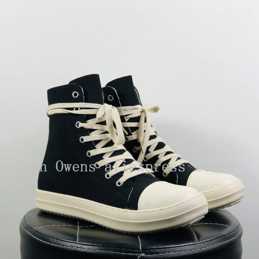 Women Casual Canvas Pu Shoes Luxury Trainers Lace Up Men Sneakers Zip High-TOP Hip Hop Autumn Flats Black Boots